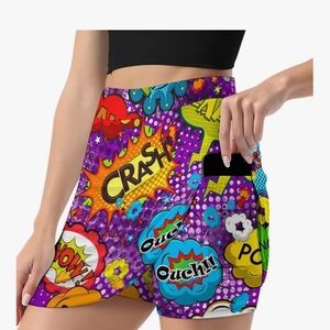 Colorful Comic Print Women's Skorts